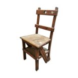 Late 19th. C. pitch pine metamorphic steps/ chair