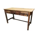 19th. C. painted pine table with single drawer in the frieze