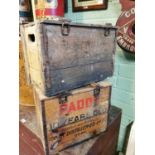 Two wooden advertising crates