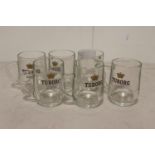 Set of six Tuborg Lager advertising tankards.