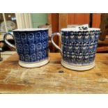 Two 19th C. spongeware mugs.