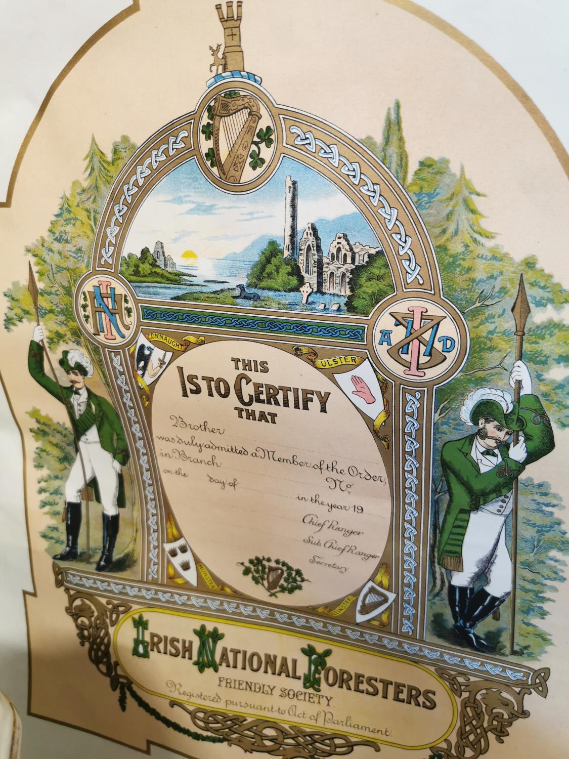 Certificate of the Irish National Foresters - Image 2 of 2