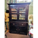 19th. C. Painted pine kitchen cabinet