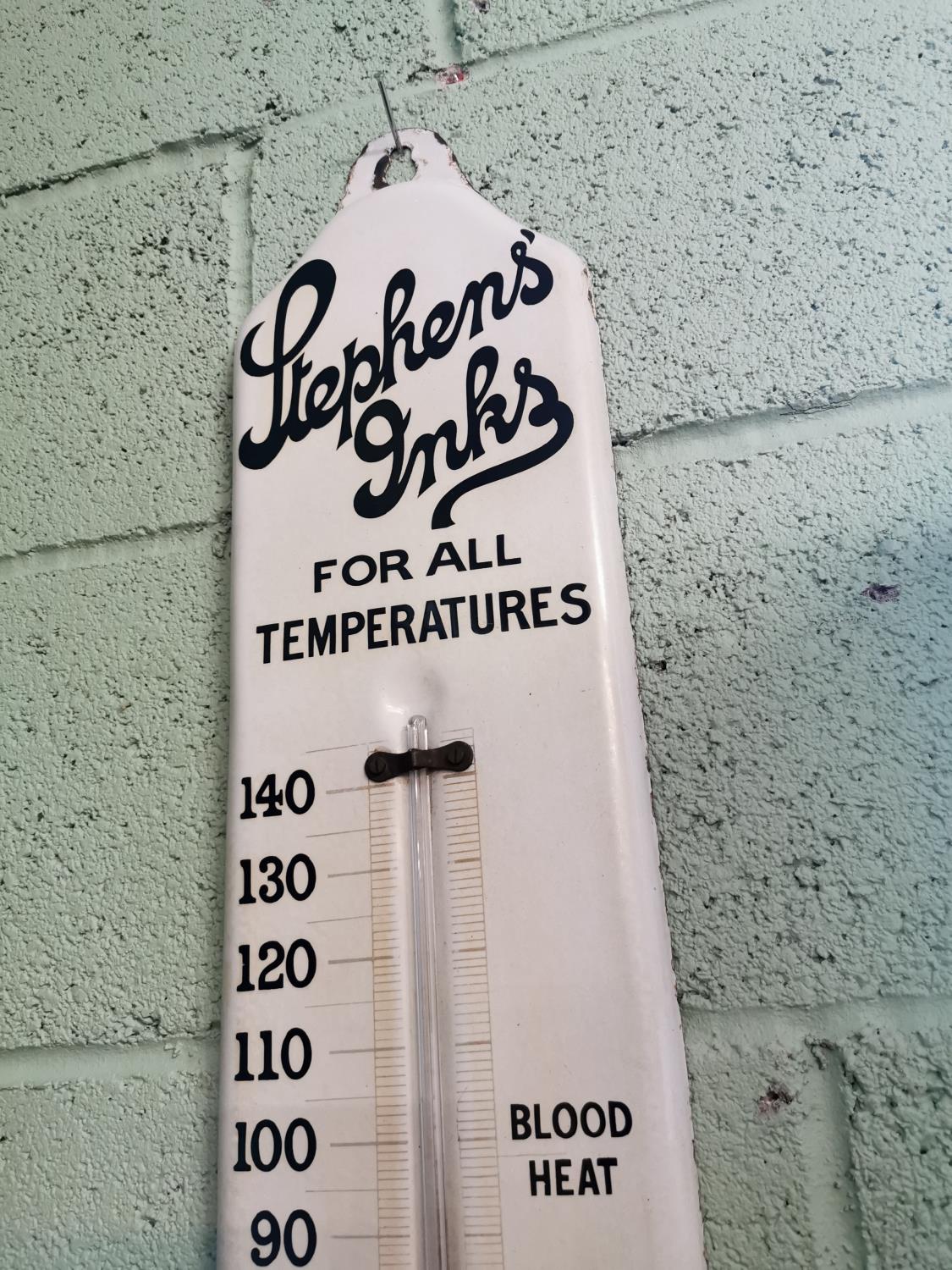 Rare Stephens Inks enamel advertising thermometer - Image 2 of 3