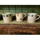 Three 19th C. spongeware mugs