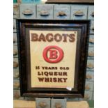 Bagot's Whiskey framed advertising sign