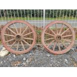 Pair of 19th. C. cart wheels