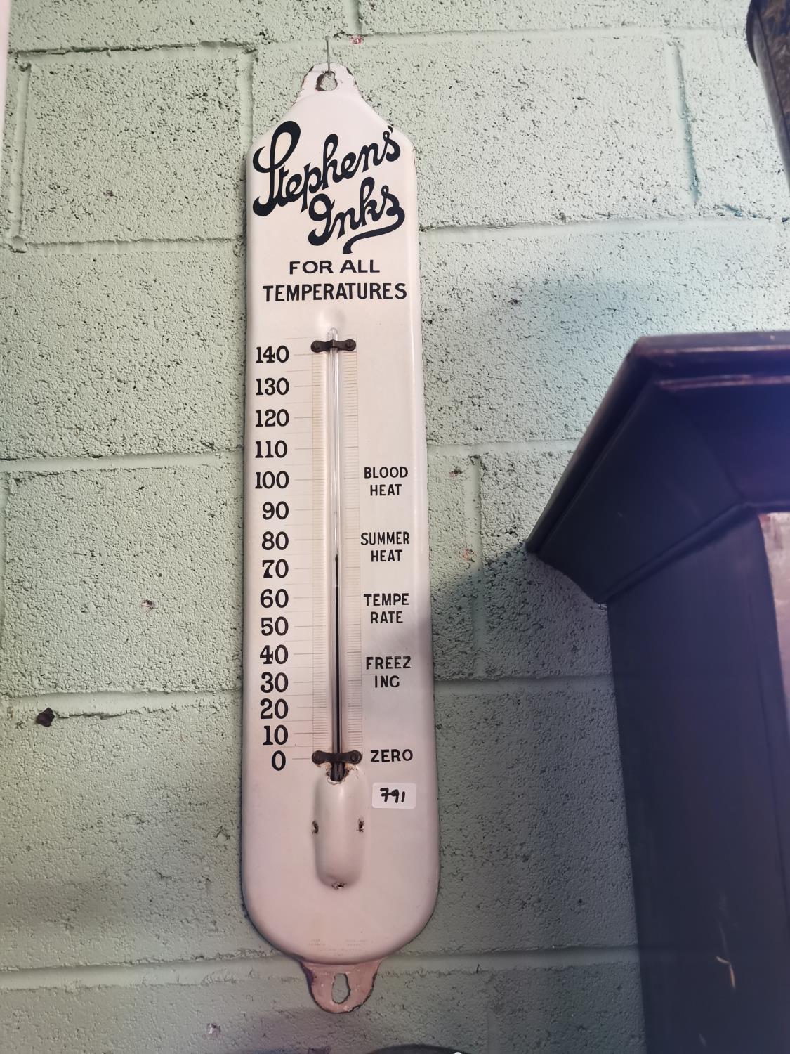 Rare Stephens Inks enamel advertising thermometer