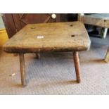 Early 19th C pine hedge stool