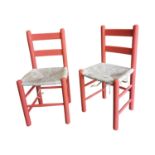 Pair of painted pine sugan chairs.