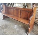 19th. C. pitch pine church pew