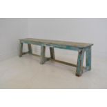 19th C. painted pine bench.
