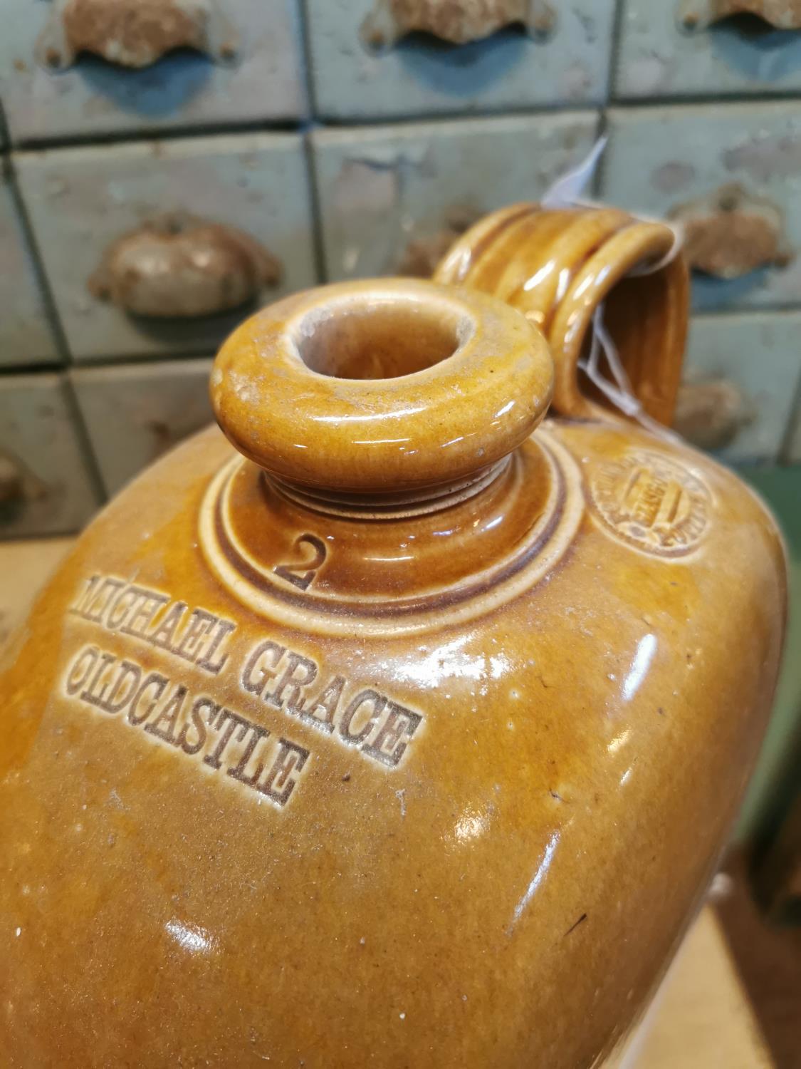 19th. C. stoneware flagon - Bild 2 aus 2