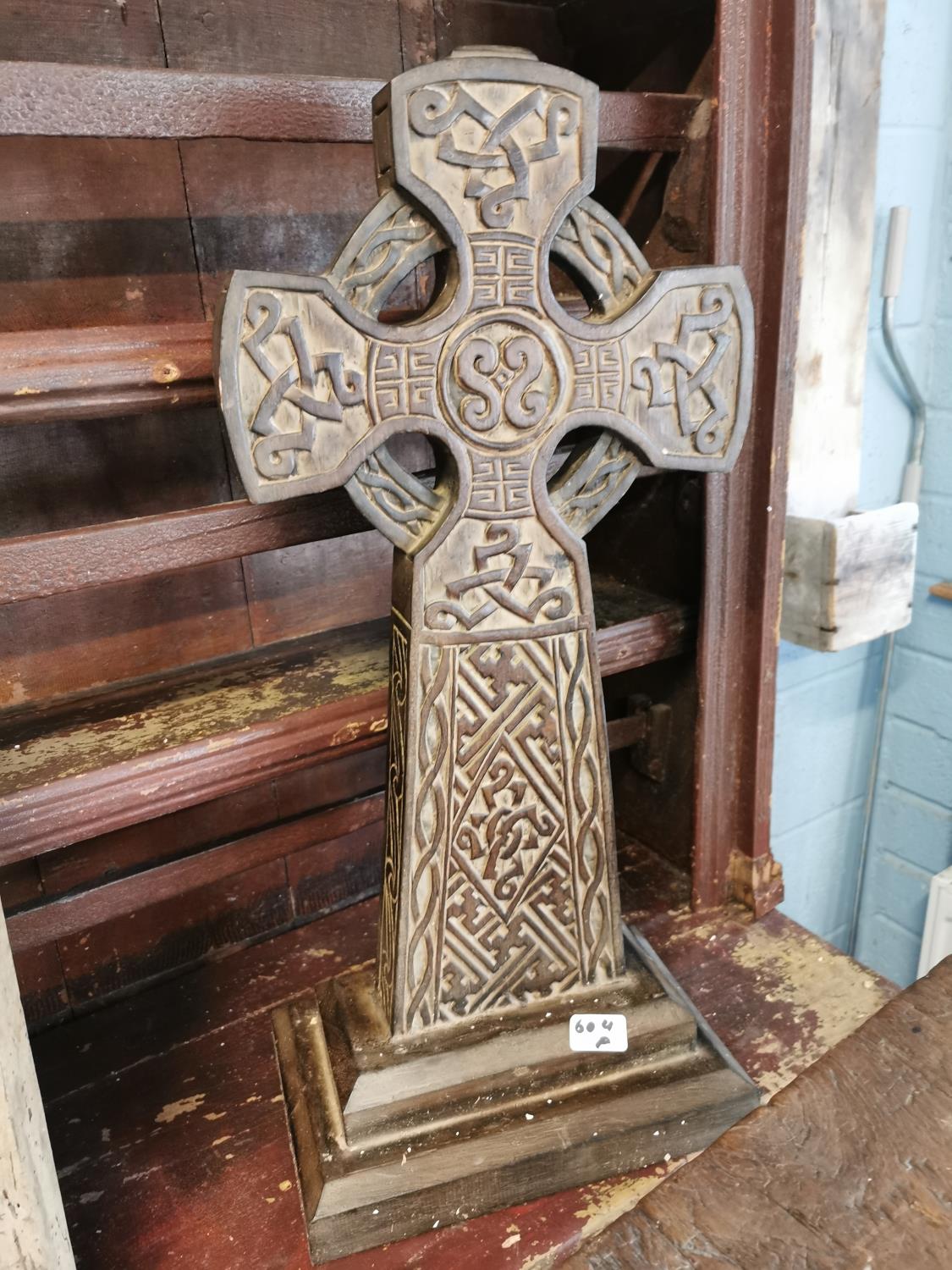 Carved wooden Celtic Cross