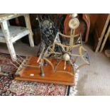 19th C. brass and mahogany wool winder.