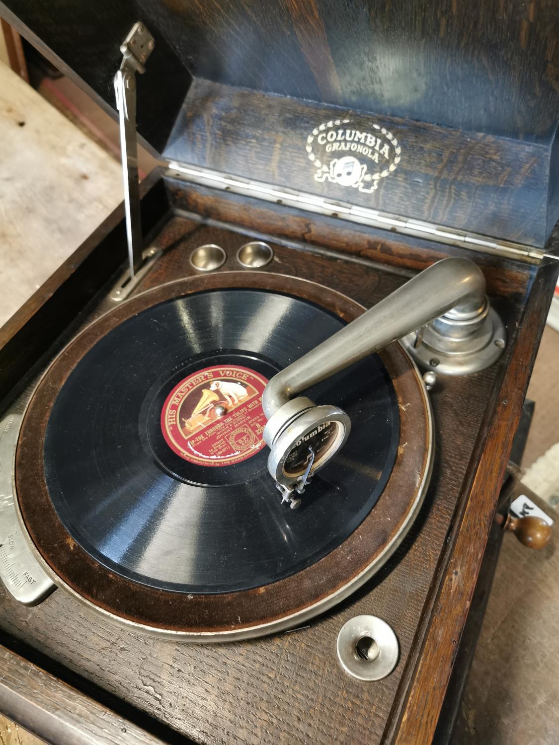 19th. C. oak gramophone - Image 2 of 2