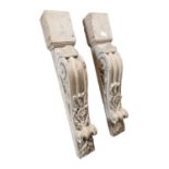 Pair of 19th C. carved pine corbels