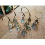 Collection of twelve bronze and metal house bells.