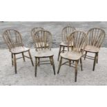 Set of six 19th. C. ash kitchen chairs