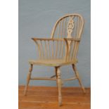 19th C. pine Windsor arm chair.