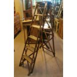 Early 20th. C. set of painted step ladders.