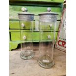 Pair of Rowntree Gums glass advertising sweet jars