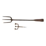 Two 19th C. wrought iron salmon and cabbage forks.