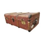 1950's canvas and wooden bound travelling trunk