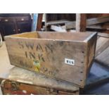 Swan Ink Wooden Advertising Box