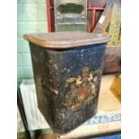 Rare early 20th. C. hand painted metal tea bin