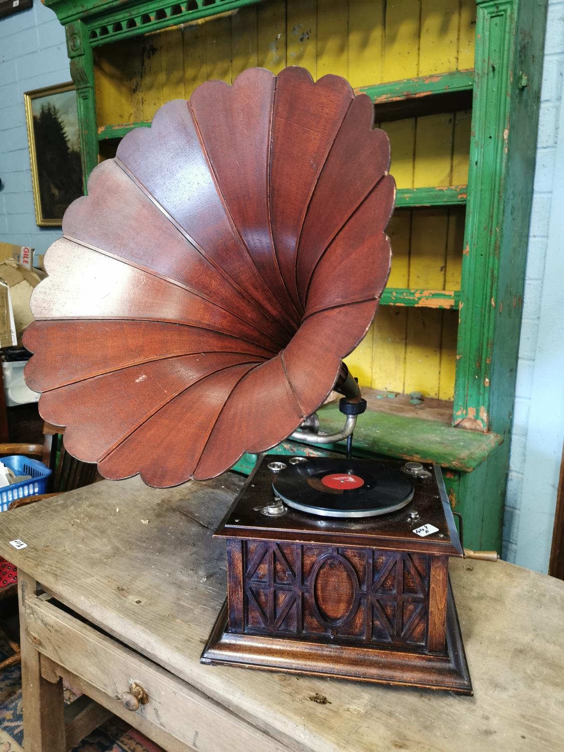 Edwardian oak Columbia gramophone