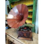 Edwardian oak Columbia gramophone