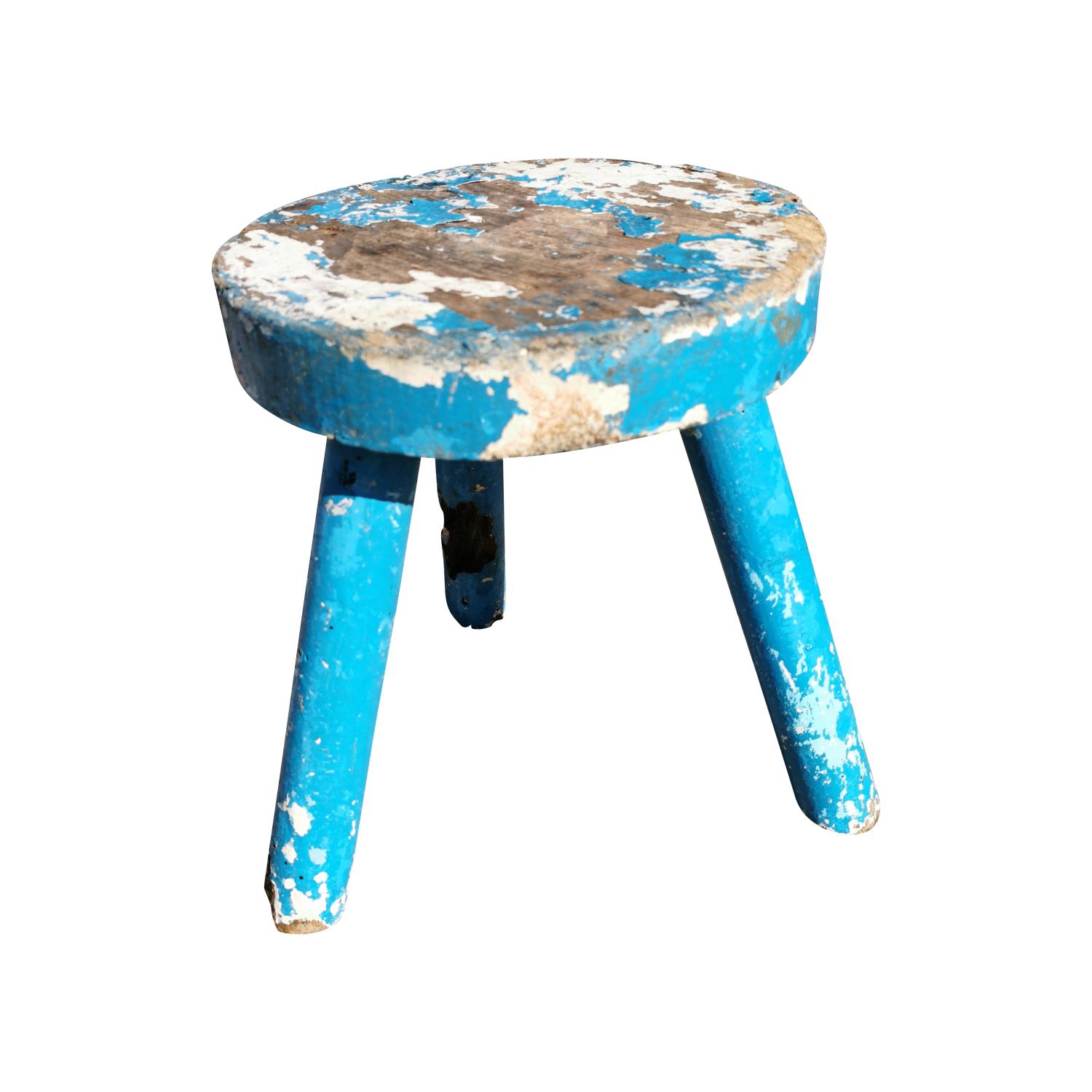 19th. C. painted pine stool.