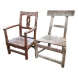 Two 19th. C. pine chairs