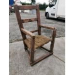 19th. C. painted pine sugan chair