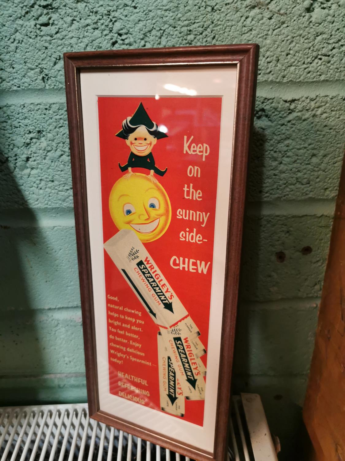 1950's Wrigley's Spearmint Chewing Gum showcard