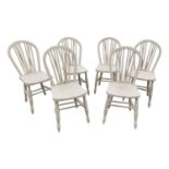 Set of six 19th C. Beech spindle backed chairs