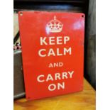 Keep Calm And Carry On tinplate advertising sign