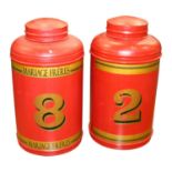 Pair of painted metal tea bins