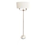 Chrome floor lamp with shade.