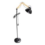 Retro metal and pine angle poise floor lamp.