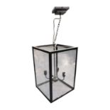 Metal and glass square lamp