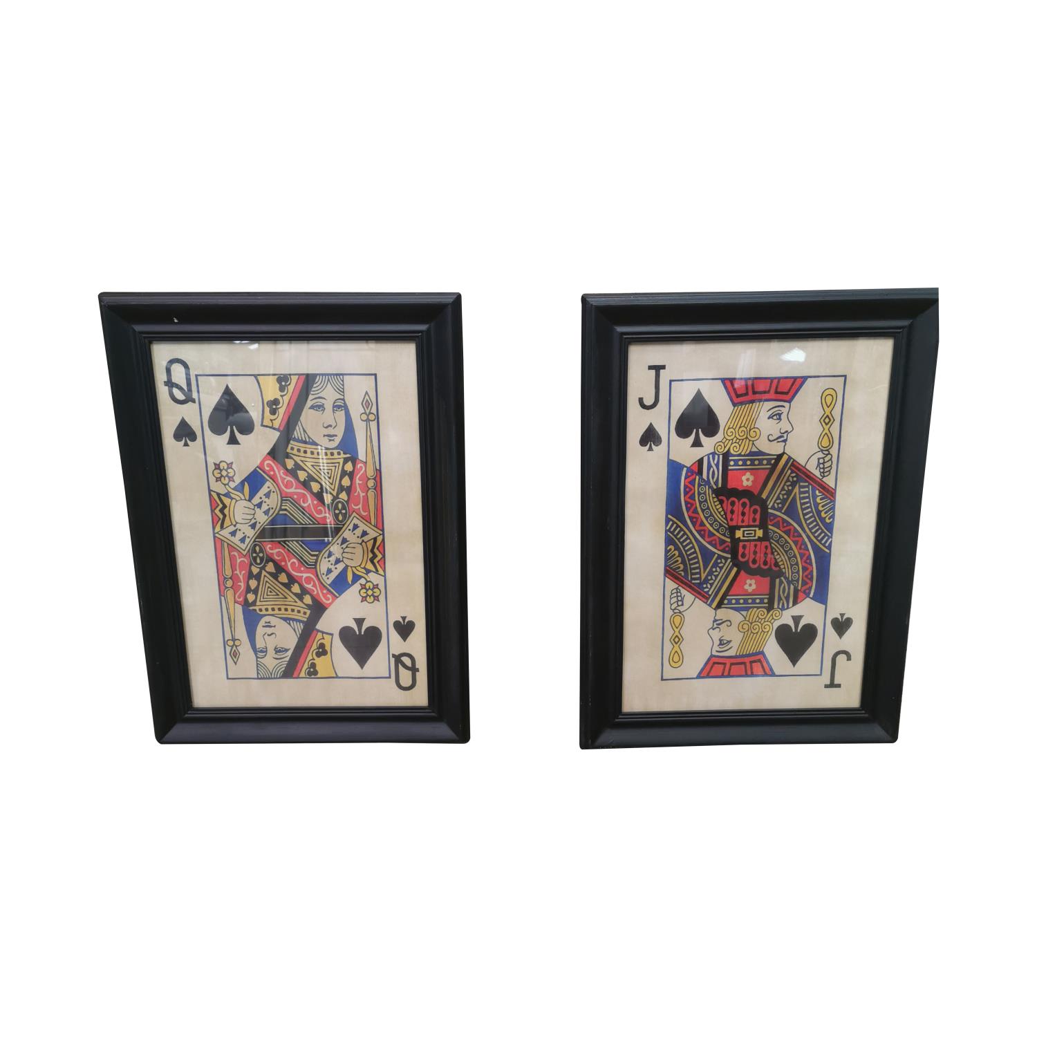 Queen of Clubs and Jack of Clubs coloured prints