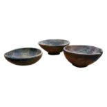 Set of three 19th C. wooden bowls.