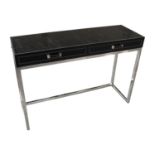 Chrome and leather console table