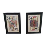 Queen of Clubs and Jack of Clubs coloured prints