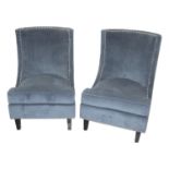 Good quality pair of velvet upholstered slipper chairs