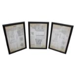 Set of three framed Architectural prints