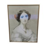 Victorian Lady coloured print.