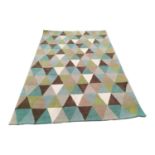 Multicoloured Geometrical design rugs.